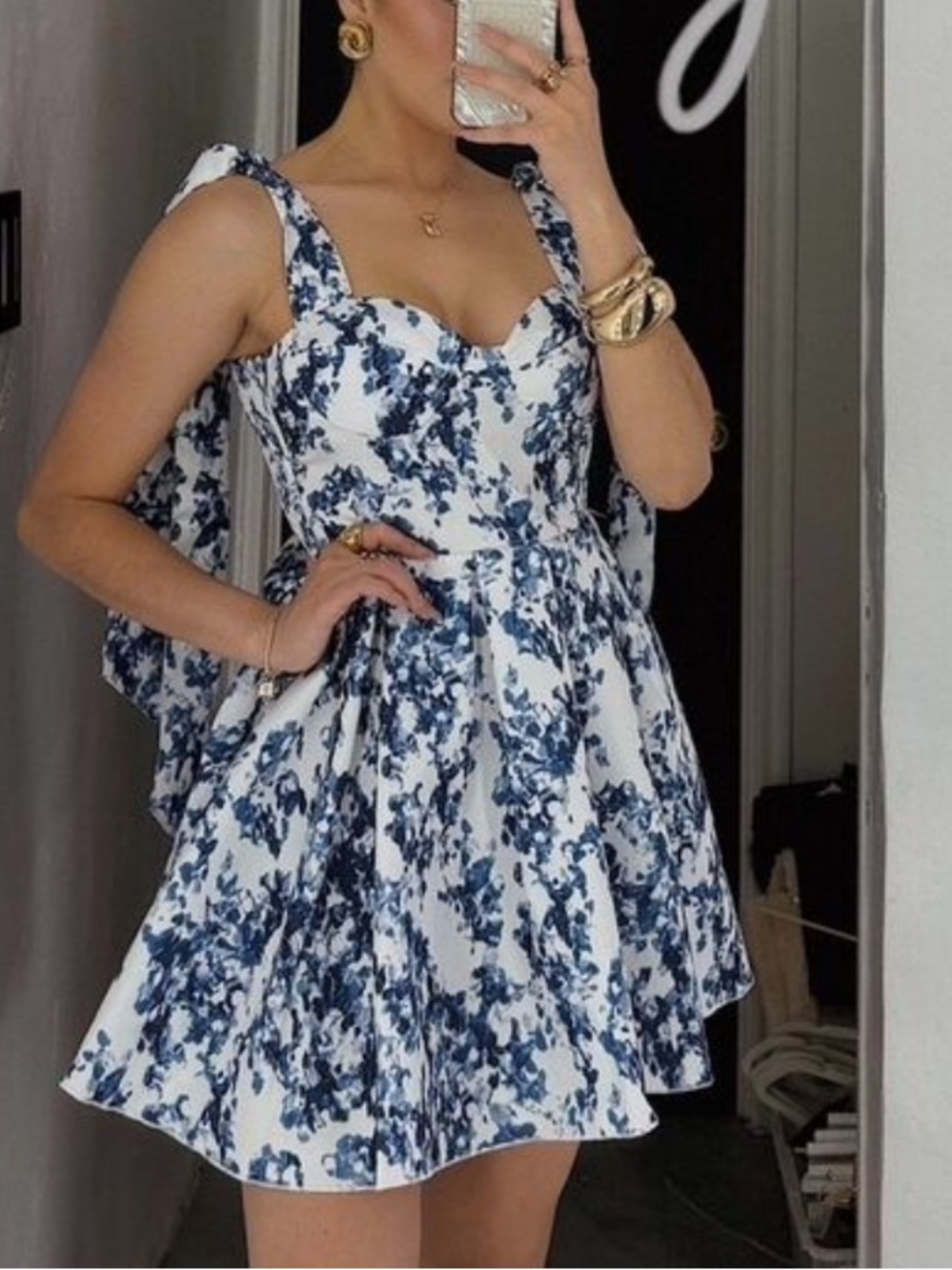 Blue Floral Fit & Flare Dress